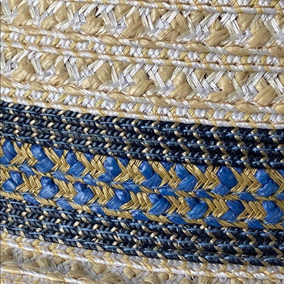 Eric Javits New York Women's Fedora Hat Blue Natural Beige Vacation Travel Beach - Picture 3 of 10